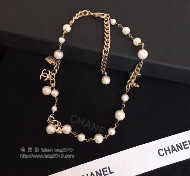 chanel手鏈 18香水瓶 珍珠項鏈 2用項鏈 可以繞2圈用作手鏈  gzsc1461